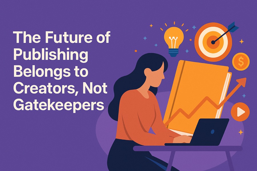 Creator working on digital content representing the future of independent publishing