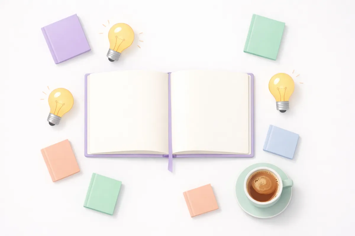 Grid of 100 ebook ideas organized by niche with category icons for business, health, finance, and more