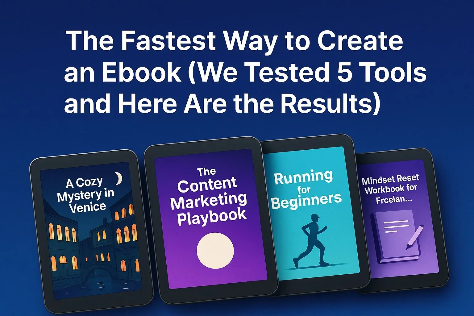 Comparison dashboard showing five ebook creation tools and their timelines