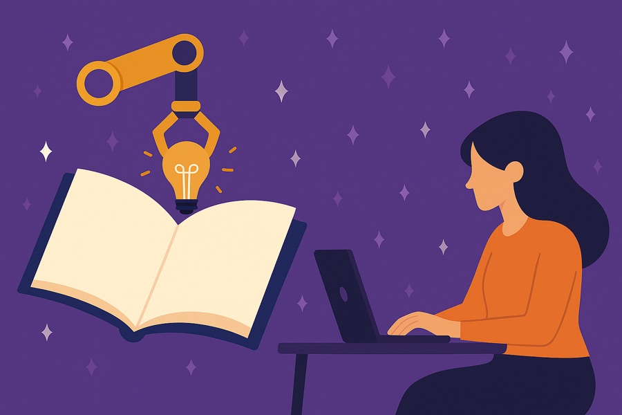 Modern ebook creation workflow showing AI-powered tools and instant publishing