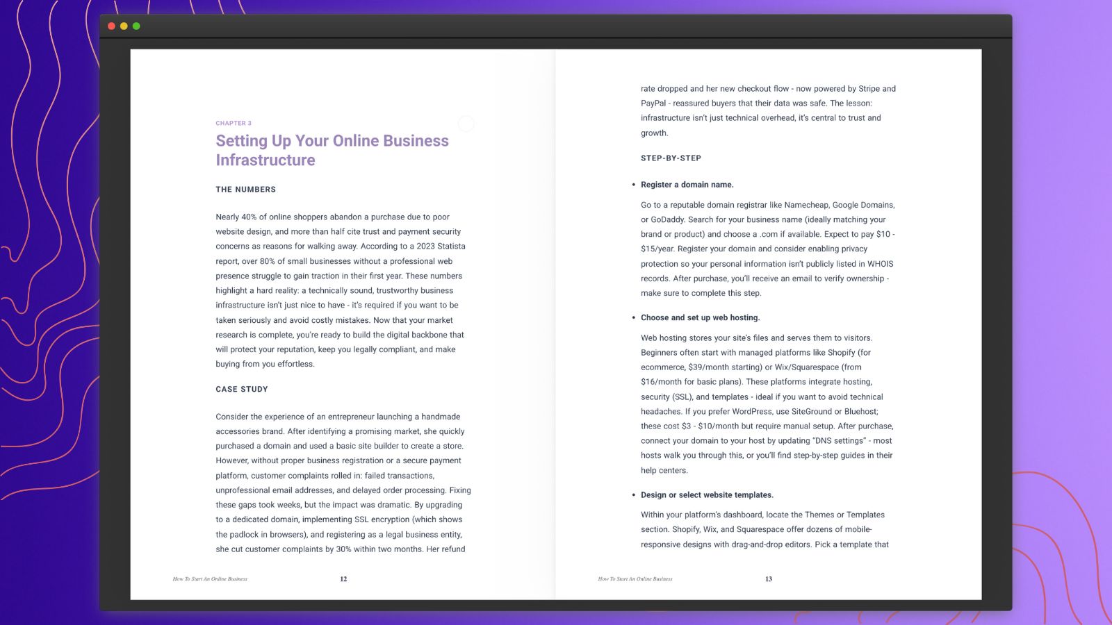 Ebook example: export options preview