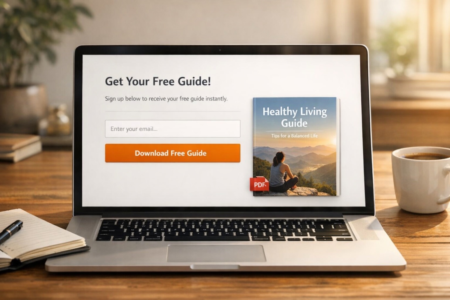 Free lead magnet guide with email opt-in and download