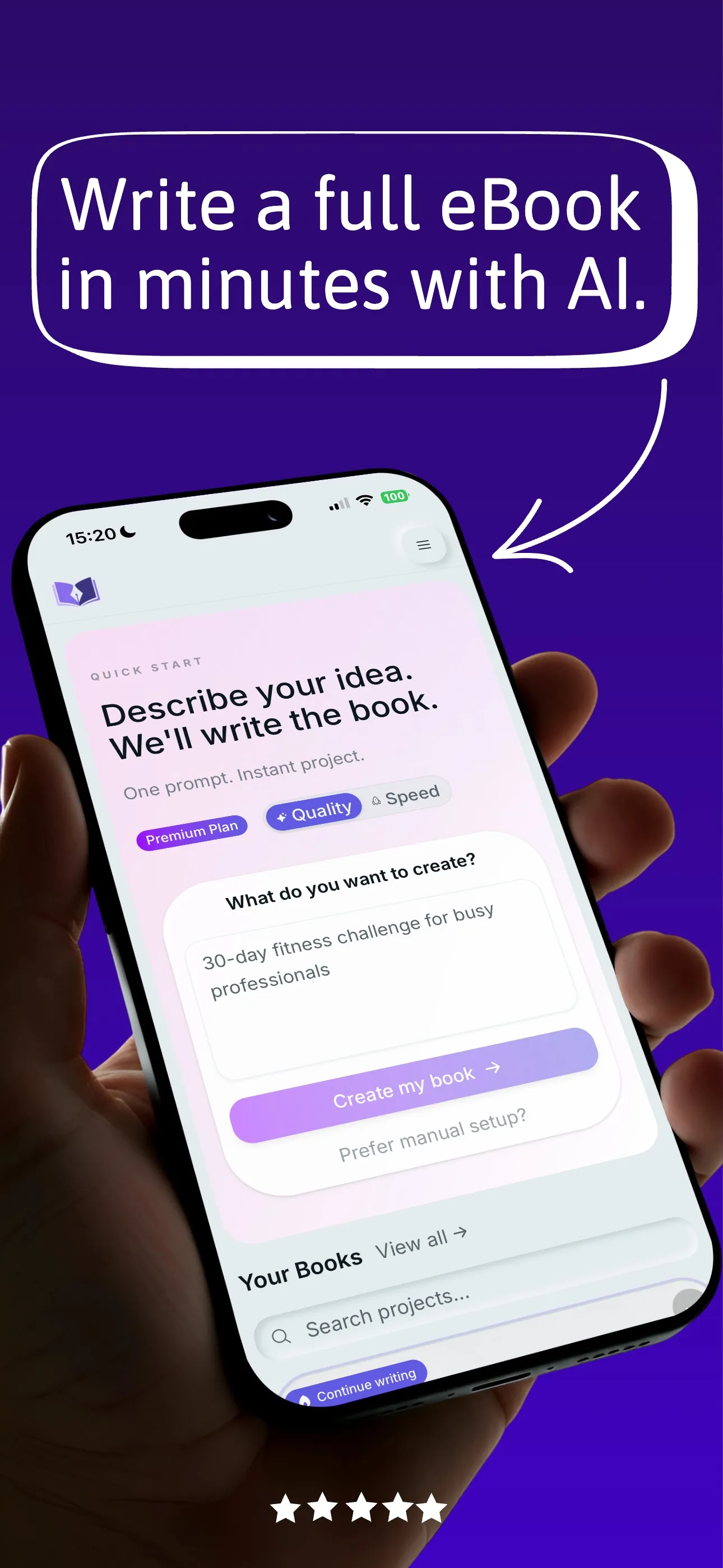 Write a full eBook in minutes with AI
