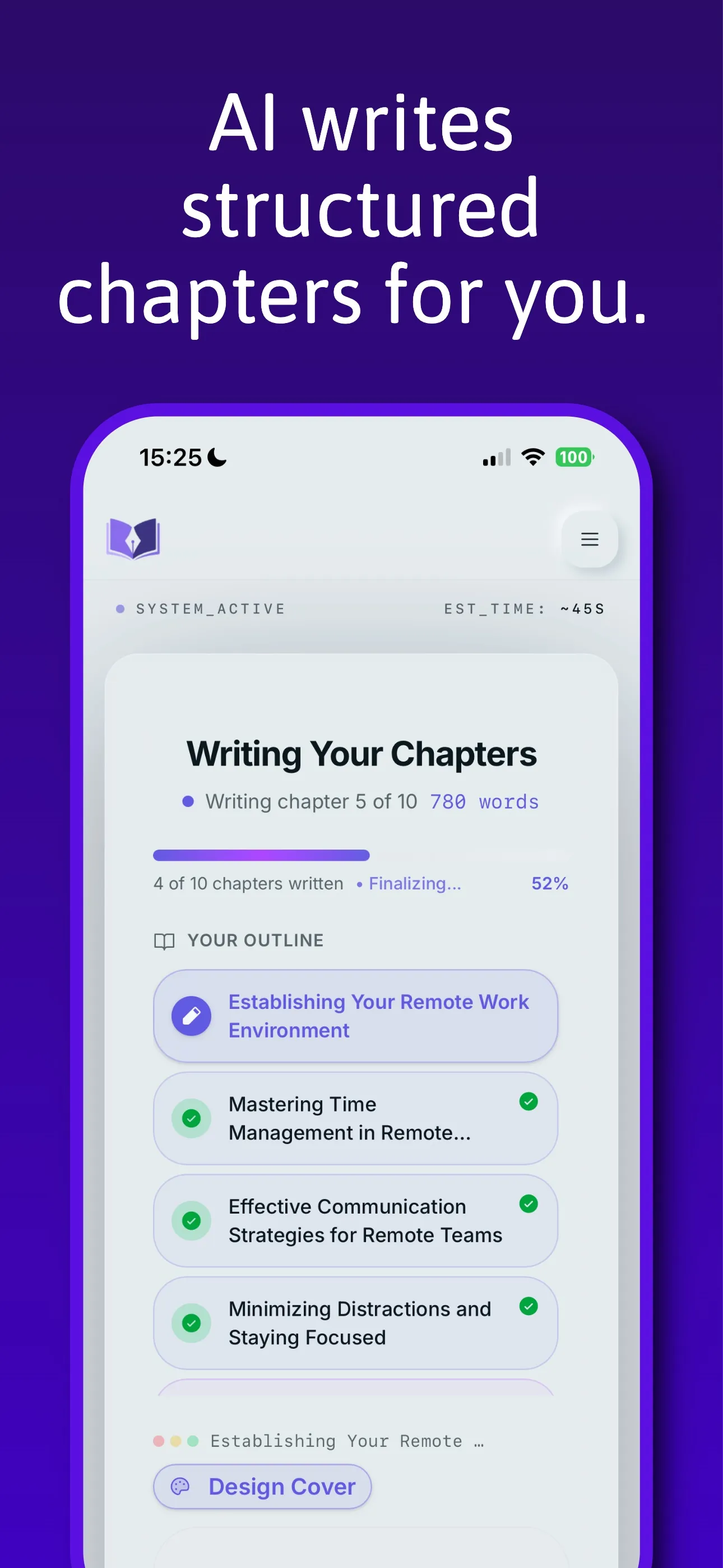 AI writes structured chapters