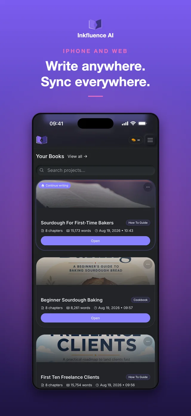 Writing on iPhone with the same book synced to the web app