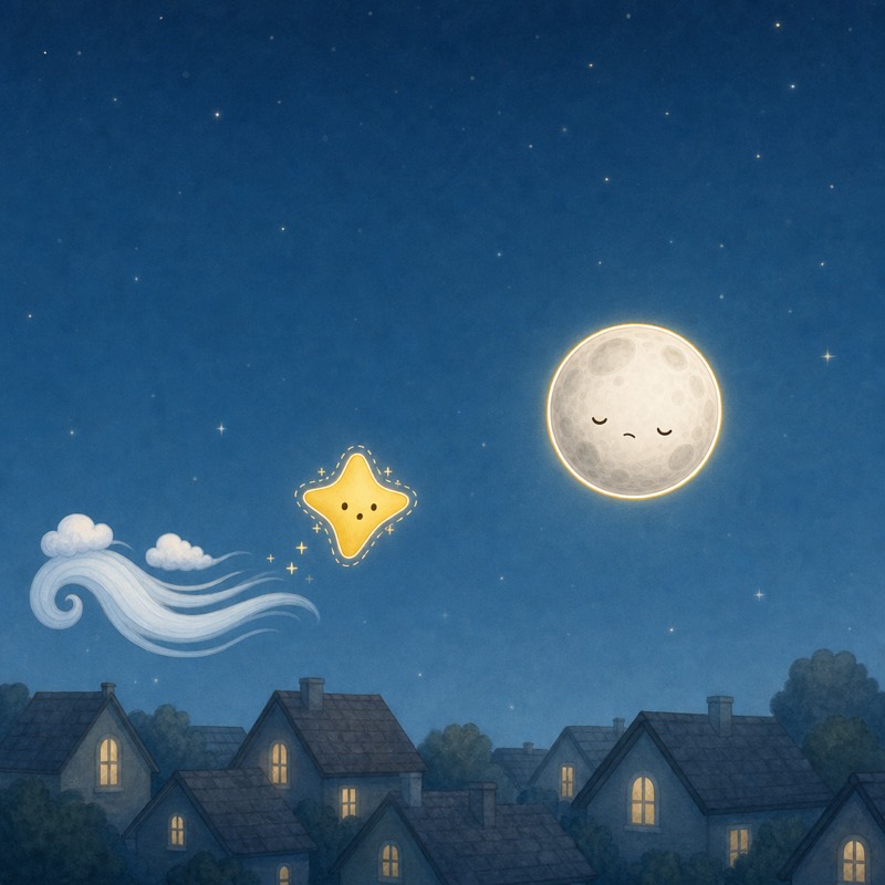 Illustrated picture book page two showing the glow starting to fade, same characters as page one