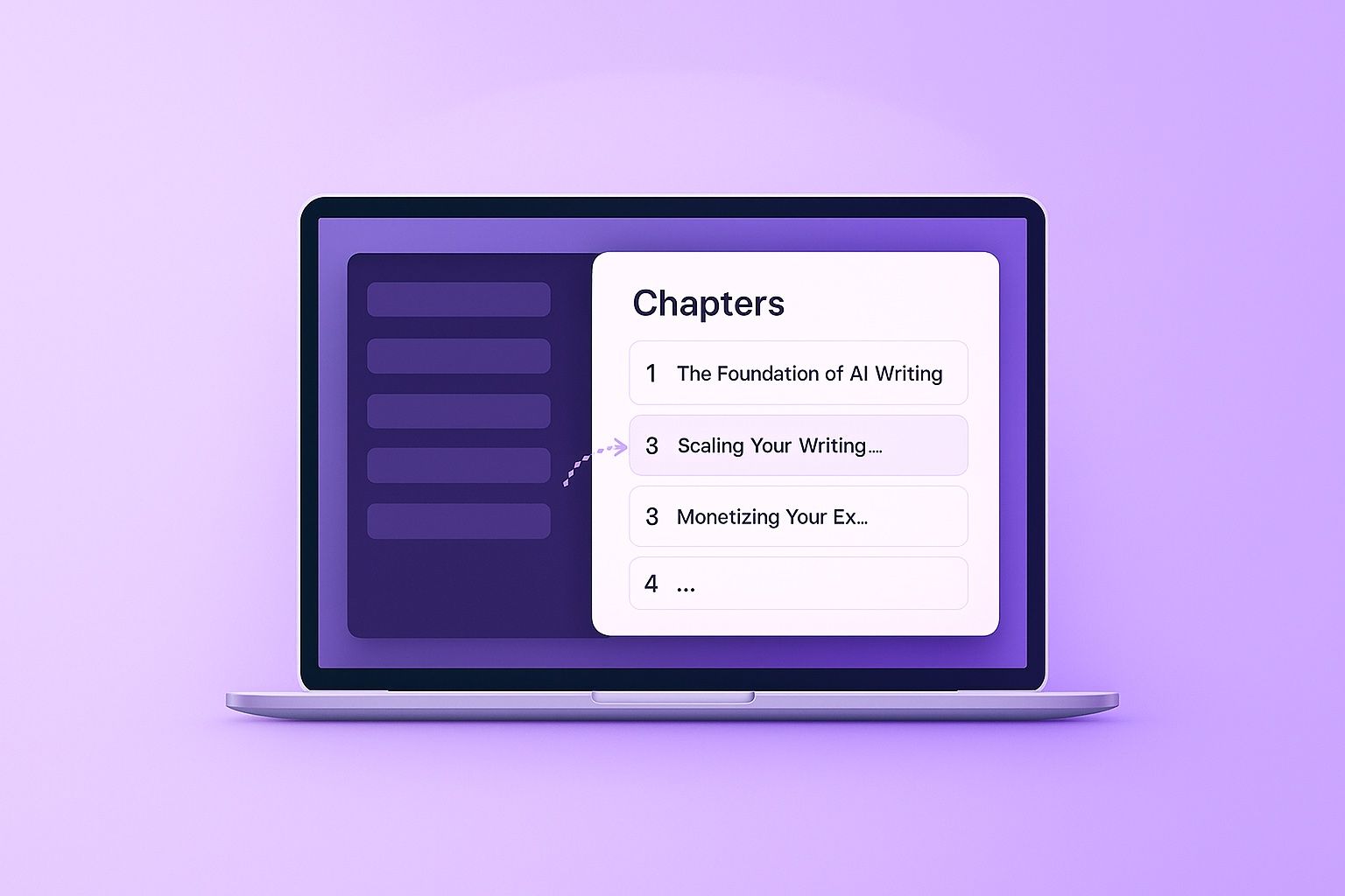 Ebook outline editor showing chapter organization and structure controls