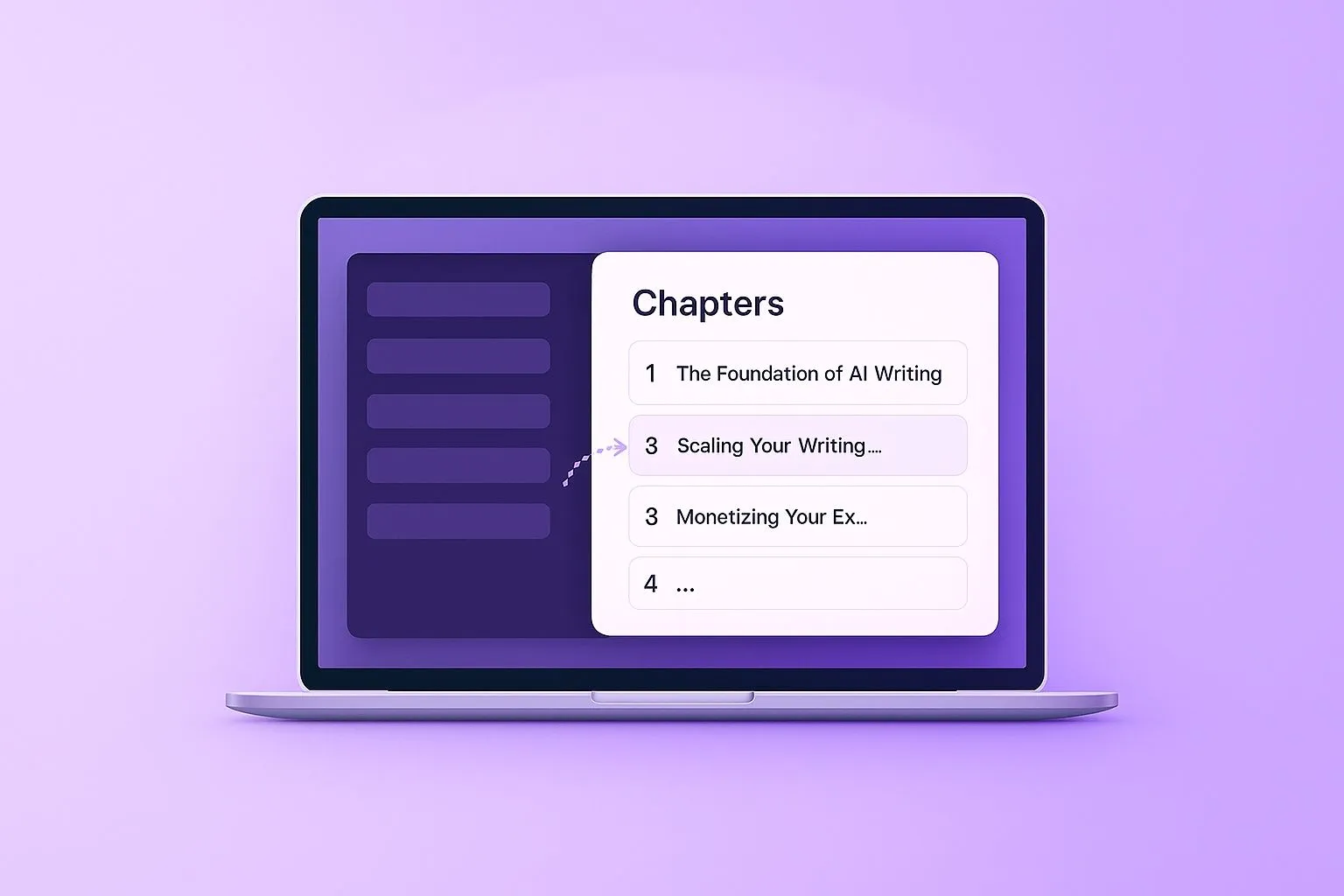 Ebook outline editor showing chapter organization and structure controls