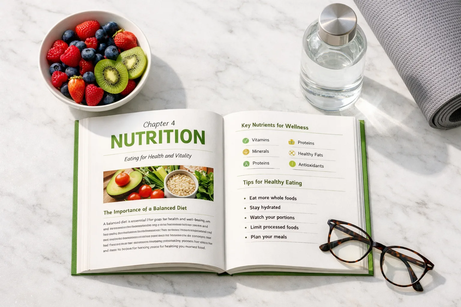 AI health book generator with wellness resources, plants, and medical reference materials
